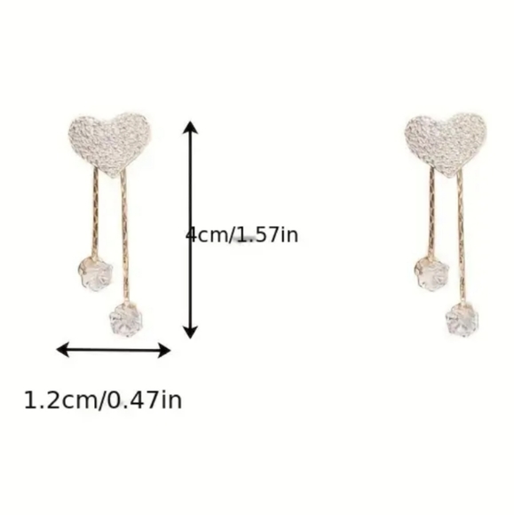 Sparkling Rhinestone Heart Earrings - Picture 3 of 7